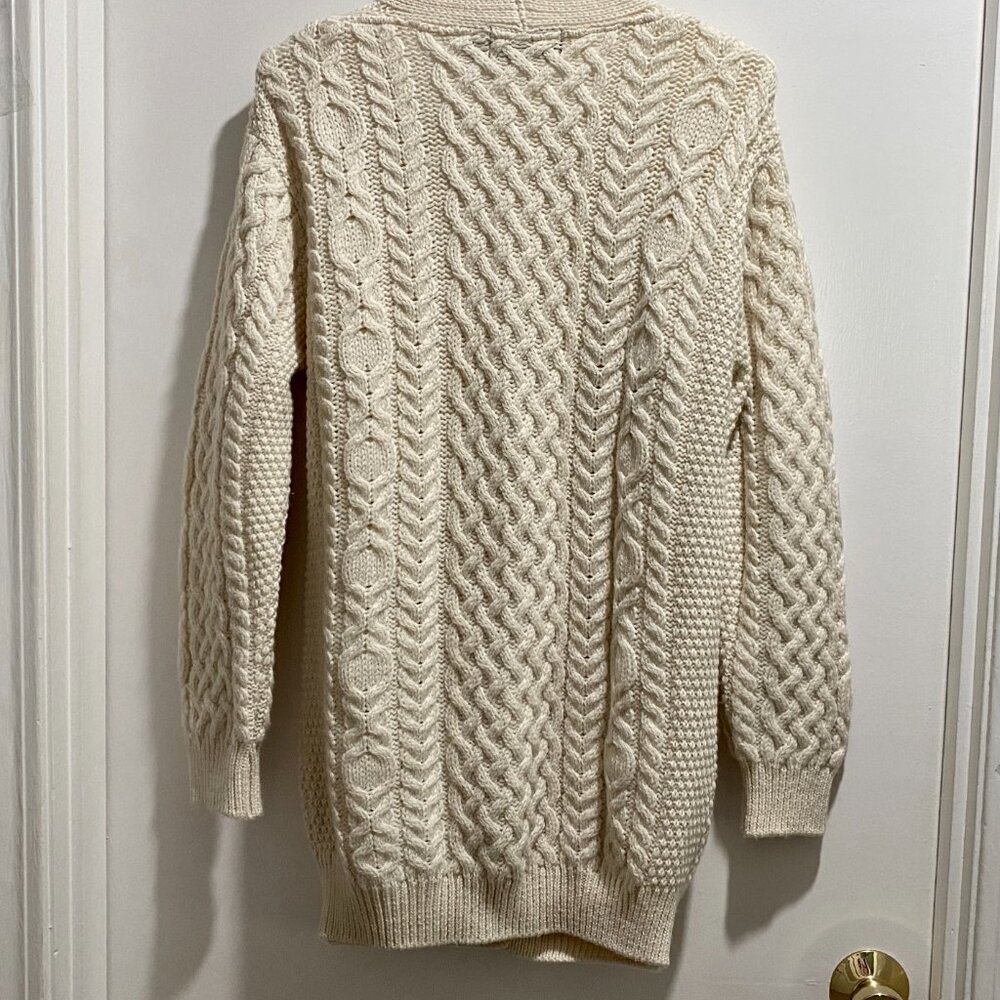 The Irish Store Cable Chunky Knit 90s Heritage Academia Wool Cardigan Sweater M View 2